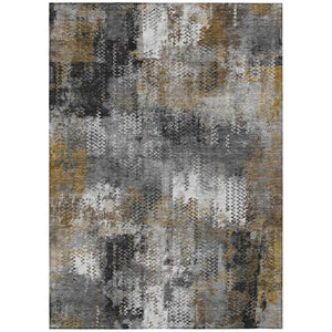 HomeRoots 10 Ft X 14 Ft Gray Graphite Abstract Polyester Area Rug Washable for Indoor Outdoor 741512