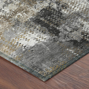 10 Ft X 14 Ft Gray Graphite Abstract Polyester Area Rug Washable for Indoor Outdoor
