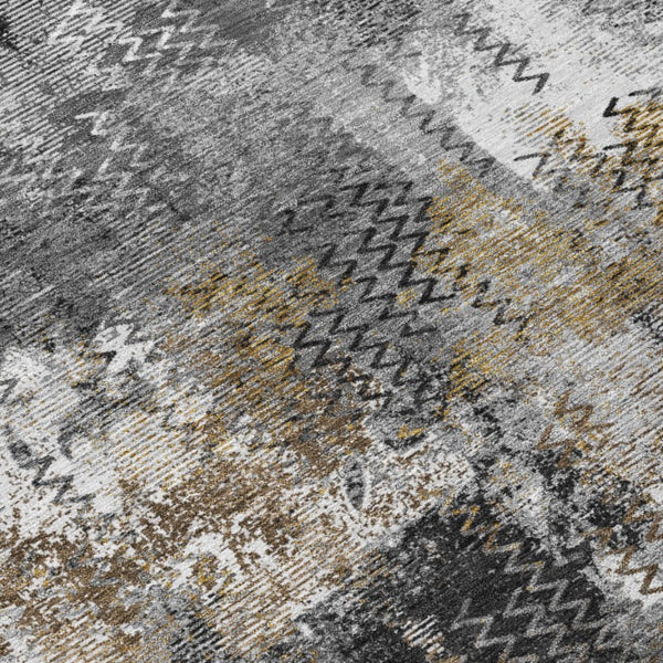10 Ft X 14 Ft Gray Graphite Abstract Polyester Area Rug Washable for Indoor Outdoor