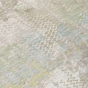 5x8 Ivory Silver Abstract Polyester Area Rug Washable for Patio Porch or Living Room