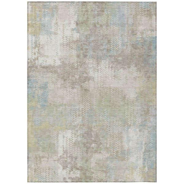 HomeRoots 10 X 14 Ivory Silver Abstract Polyester Rug Stain Resistant Indoor Outdoor Use 741518