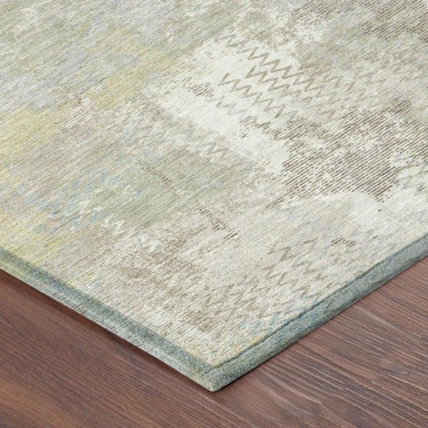10 X 14 Ivory Silver Abstract Polyester Rug Stain Resistant Indoor Outdoor Use