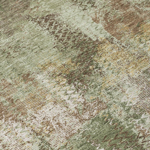 8x10 Olive Abstract Polyester Area Rug Stain Resistant for Patio or Living Room