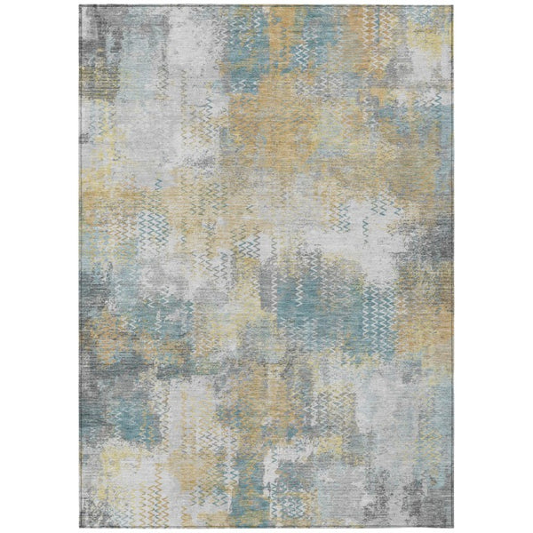 HomeRoots 5x8 Silver Gray Abstract Polyester Area Rug Washable for Indoor Outdoor Use 741538