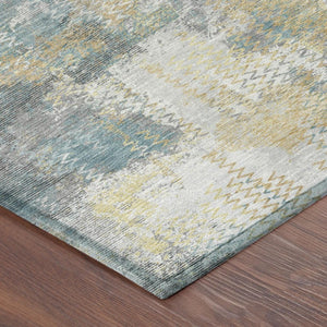 5x8 Silver Gray Abstract Polyester Area Rug Washable for Indoor Outdoor Use