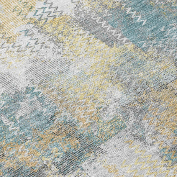5x8 Silver Gray Abstract Polyester Area Rug Washable for Indoor Outdoor Use