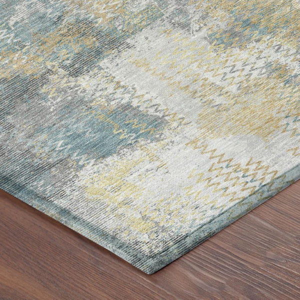 8 Ft X 10 Ft Silver Gray Abstract Polyester Area Rug Stain Resistant Indoor Outdoor