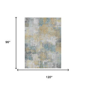 8 Ft X 10 Ft Silver Gray Abstract Polyester Area Rug Stain Resistant Indoor Outdoor