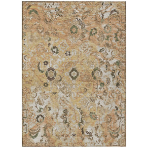 HomeRoots 8 X 10 Copper Floral Polyester Area Rug Stain Resistant for Patio or Living Room 741564