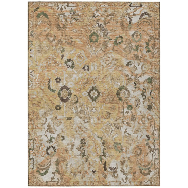 HomeRoots 8 X 10 Copper Floral Polyester Area Rug Stain Resistant for Patio or Living Room 741564