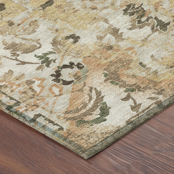 8 X 10 Copper Floral Polyester Area Rug Stain Resistant for Patio or Living Room