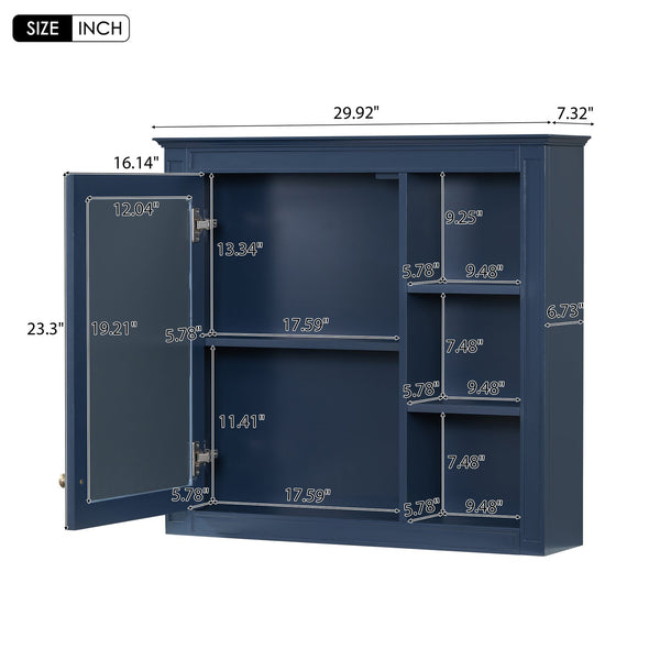 English Elm 30'' Bathroom Vanity Set With Mirror & Storage – Modern Freestanding Design, Ceramic Sink & Drawers SW000127AAC-1