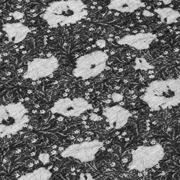 8 Foot Round Floral Polyester Area Rug Washable for Indoor Outdoor High Traffic Zones