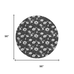 8 Foot Round Floral Polyester Area Rug Washable for Indoor Outdoor High Traffic Zones