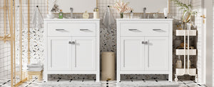 English Elm 60" Modern Bathroom Vanity Set with Double Ceramic Sinks, Soft-Close Doors, Flip Drawer & Storage White N729P000002K