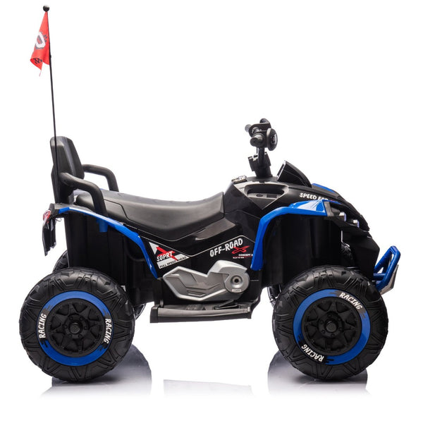 English Elm 24v Kids Electric Atv Xxxl Off-road Ride on with Remote Parental Control and Bluetooth Blue W1578P228313