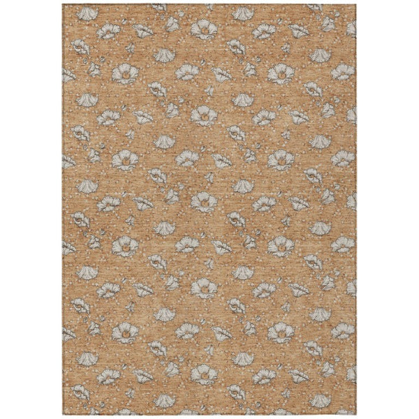 HomeRoots 8 X 10 Floral Polyester Area Rug Washable Stain Resistant Patio Porch Living Room 741600