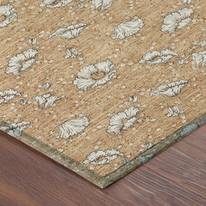 8 X 10 Floral Polyester Area Rug Washable Stain Resistant Patio Porch Living Room