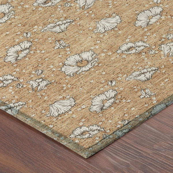 8 X 10 Floral Polyester Area Rug Washable Stain Resistant Patio Porch Living Room