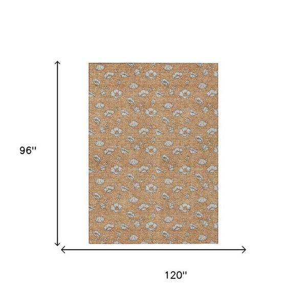 8 X 10 Floral Polyester Area Rug Washable Stain Resistant Patio Porch Living Room