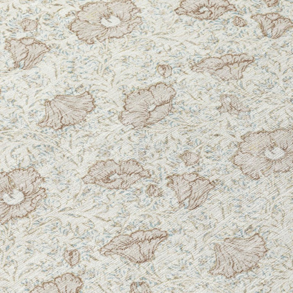 5 X 8 Ivory Floral Polyester Area Rug Washable Stain Resistant Indoor Outdoor Patio