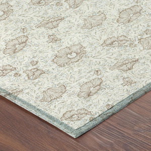 8x10 Ivory Floral Polyester Area Rug Stain Resistant for Indoor Outdoor Living