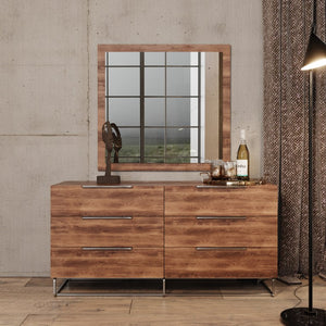 VIG Furniture Lorenzo Italian Modern Light Oak Dresser With 6 Soft-Close Drawers, Stainless Steel Legs & Open Base VGACLORENZO-DRS