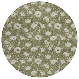 HomeRoots 8 Foot Round Floral Polyester Area Rug Washable Indoor Outdoor Patio or Kitchen 741611