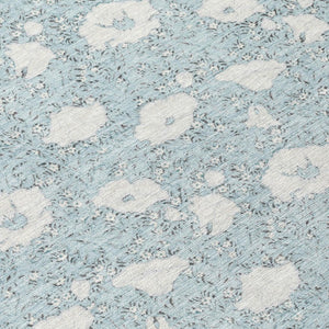 8 Foot Round Floral Polyester Area Rug in Sky Blue for Patio or Family Room