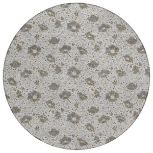 HomeRoots 8 Foot Round Floral Polyester Area Rug Washable and Stain Resistant for Patio or Home 741629