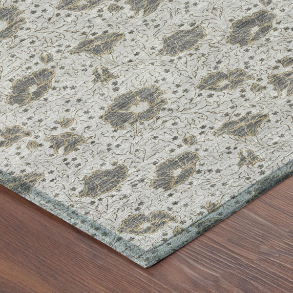 8 Foot Round Floral Polyester Area Rug Washable and Stain Resistant for Patio or Home