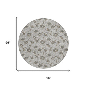 8 Foot Round Floral Polyester Area Rug Washable and Stain Resistant for Patio or Home