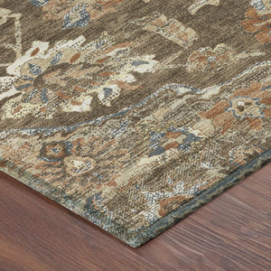 8 Ft Round Floral Medallion Polyester Area Rug Washable Indoor Outdoor Pet Friendly