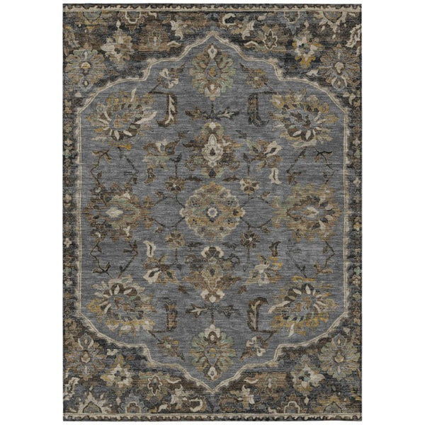 HomeRoots 8 X 10 Floral Medallion Polyester Area Rug Washable Indoor Outdoor Patio Decor 741648