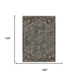 10 Ft Floral Medallion Polyester Area Rug Stain Resistant for Indoor Outdoor Use