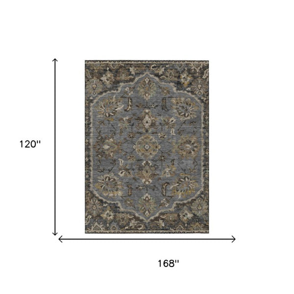 10 Ft Floral Medallion Polyester Area Rug Stain Resistant for Indoor Outdoor Use