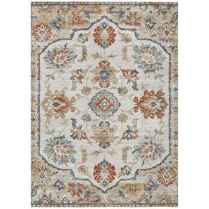 HomeRoots 8x10 Polyester Floral Medallion Area Rug Washable Stain Resistant Indoor Outdoor Use 741654