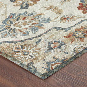 8x10 Polyester Floral Medallion Area Rug Washable Stain Resistant Indoor Outdoor Use
