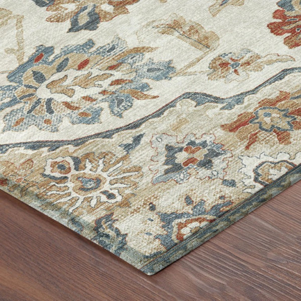 8x10 Polyester Floral Medallion Area Rug Washable Stain Resistant Indoor Outdoor Use