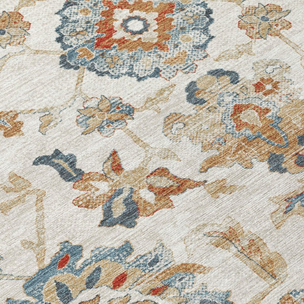8x10 Polyester Floral Medallion Area Rug Washable Stain Resistant Indoor Outdoor Use