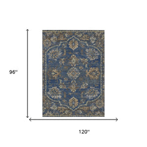 8 X 10 Floral Medallion Polyester Area Rug Washable for Indoor Outdoor Spaces