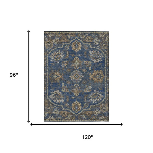 8 X 10 Floral Medallion Polyester Area Rug Washable for Indoor Outdoor Spaces