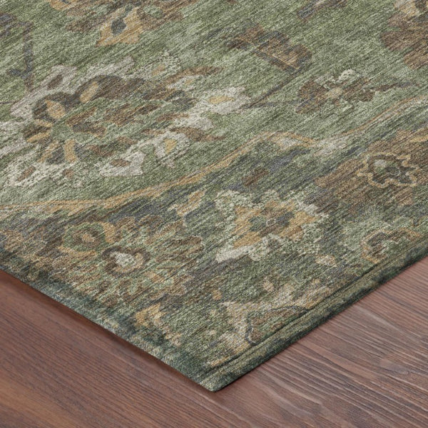 8 Foot Round Floral Medallion Rug Washable Polyester for Patio or Family Room
