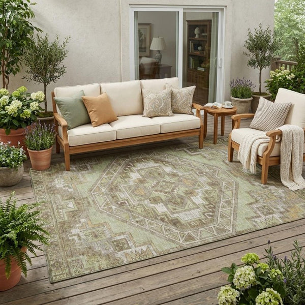5x8 Southwestern Polyester Area Rug Washable Stain Resistant Indoor Outdoor Patio
