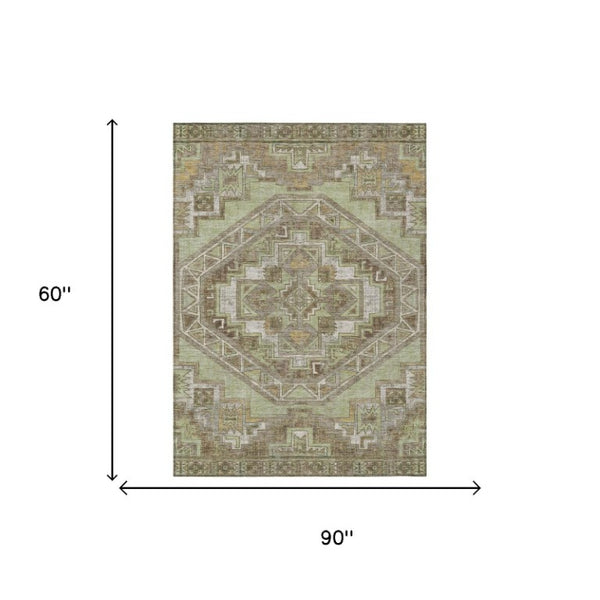 5x8 Southwestern Polyester Area Rug Washable Stain Resistant Indoor Outdoor Patio