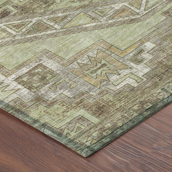 8 Ft Round Southwestern Geometric Polyester Rug Stain Resistant for Patio or Family Room