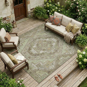 9x12 Southwestern Polyester Area Rug Washable Stain Resistant Indoor Outdoor Patio