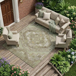 10 X 14 Southwestern Polyester Area Rug Stain Resistant Indoor Outdoor Patio