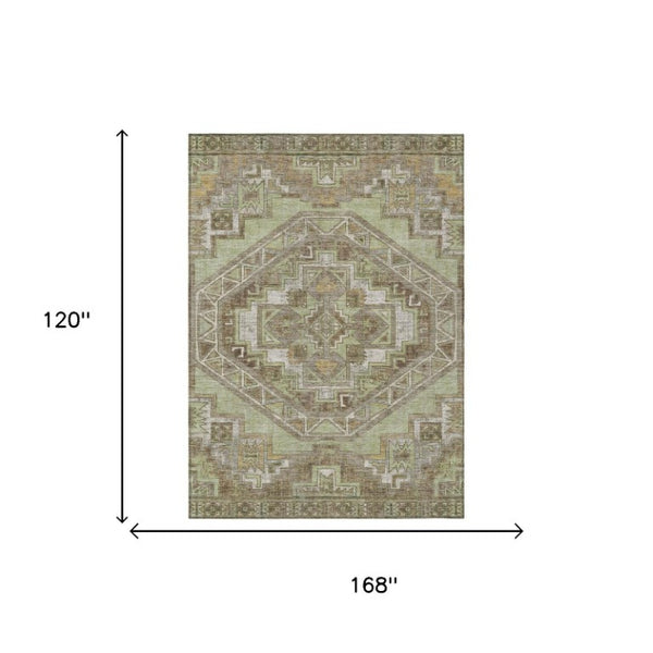 10 X 14 Southwestern Polyester Area Rug Stain Resistant Indoor Outdoor Patio