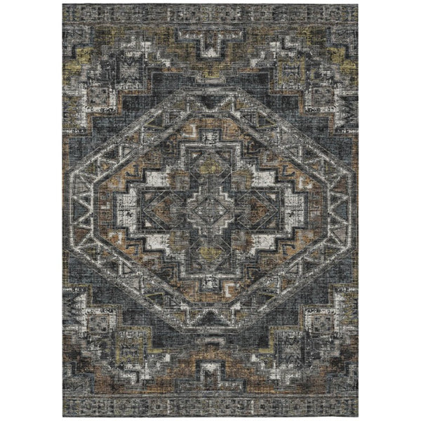 HomeRoots 10 Ft X 14 Ft Southwestern Polyester Area Rug Washable Stain Resistant Patio 741686
